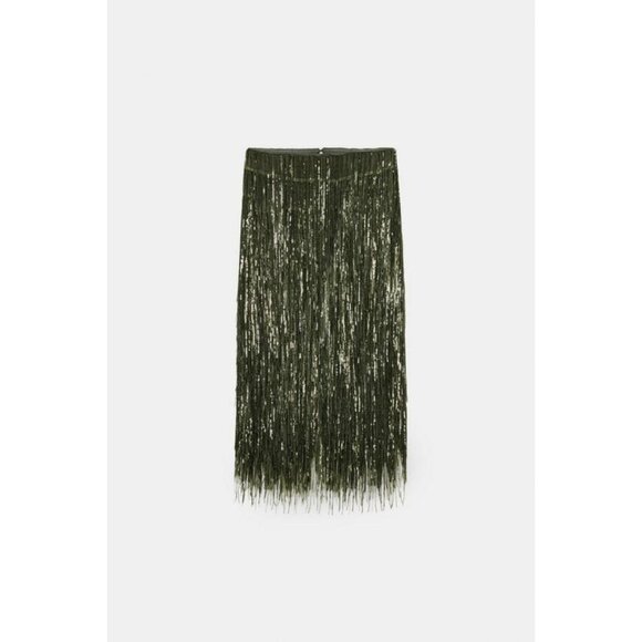 ZARA ZW COLLECTION LIMITED EDITION SEQUIN FRINGE SKIRT - Picture 6 of 8